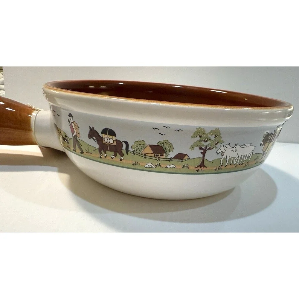 Landert 22 Fondue Pot Swiss Pottery Stoneware MCM 8.5